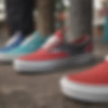 Diverse Vans Styles for Skateboarding A vibrant selection of Vans shoes showcasing diverse styles for skateboarders