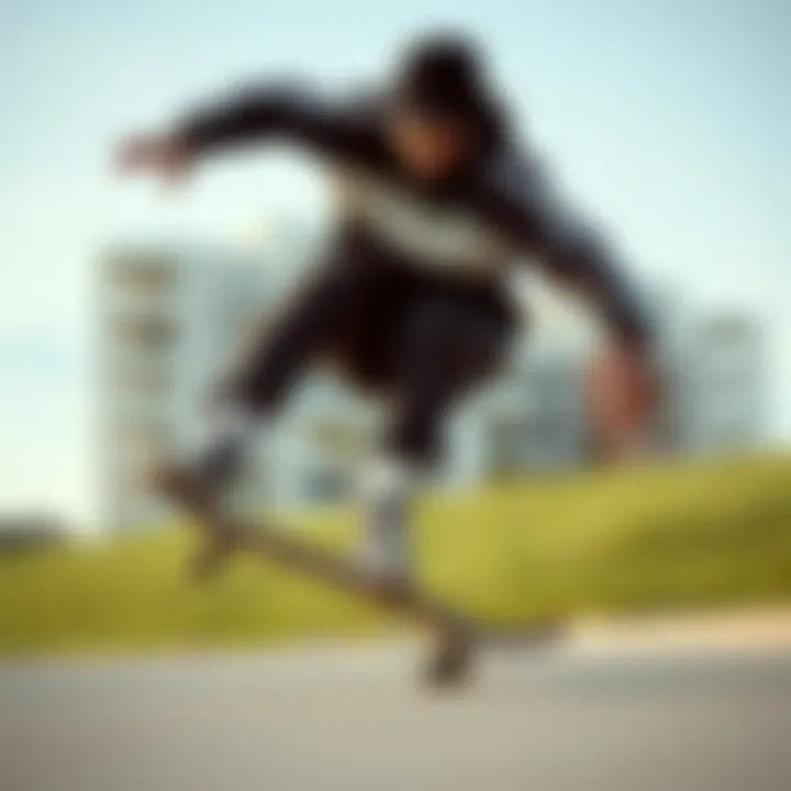 Performance of adidas Postmove in Action Skateboarder demonstrating performance of adidas Postmove in action