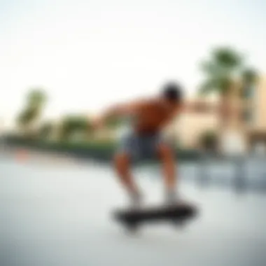 Skateboarding in Style A skateboarder performing tricks while wearing 2XL shorts