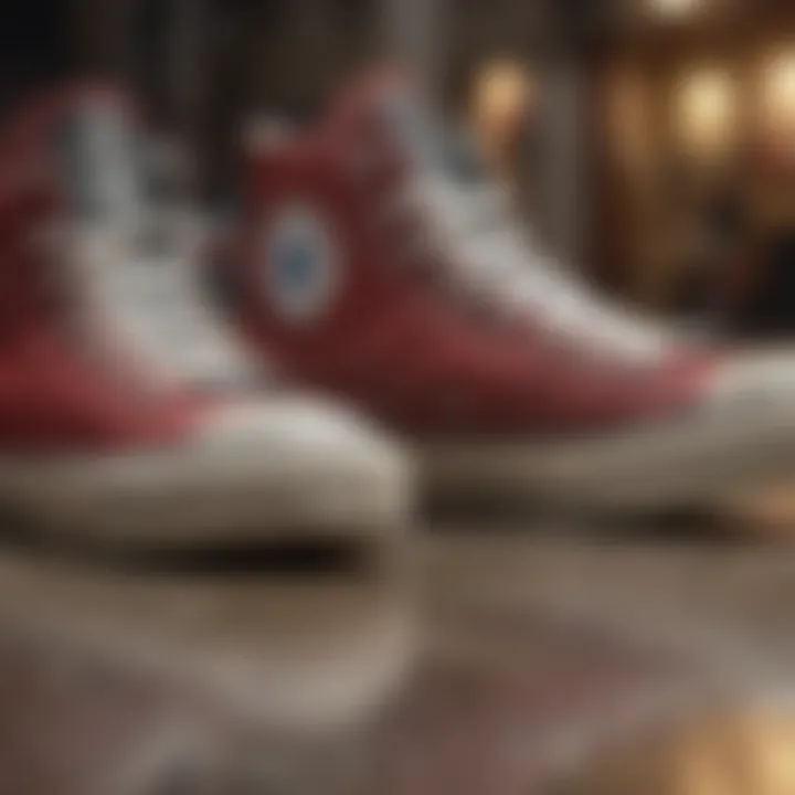 A close-up of All Star shoes showcasing unique material textures.