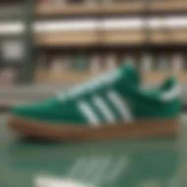 Market trends chart showcasing popularity of collegiate green Adidas shoes in skate culture