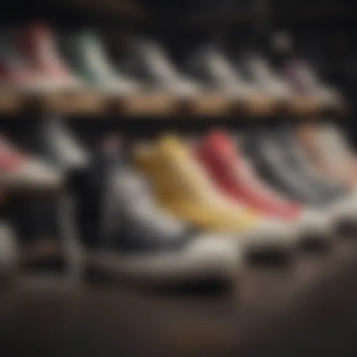 Historical display of Converse shoes highlighting their evolution