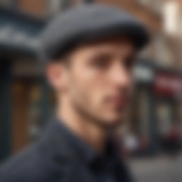 A stylish individual donning a Brixton flat cap, emphasizing its modern fashion appeal