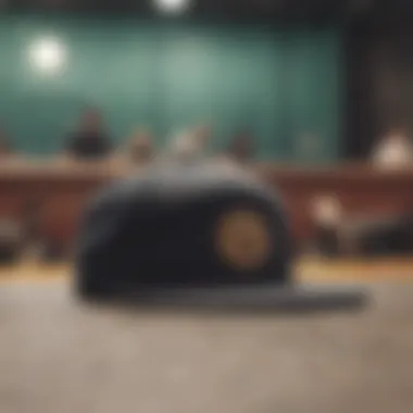 Brixton Trademark Supply Hat in a skateboarding setting