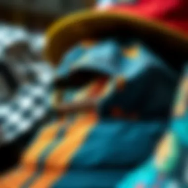 Materials and Textures A close-up view of bucket hat materials highlighting unique textures and patterns.