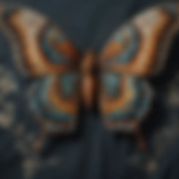 Close-up of the butterfly design on the shirt, showcasing intricate details that reflect personal expression.