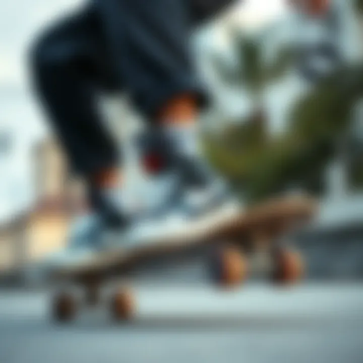 Skateboarder performing tricks while wearing CCS sneakers