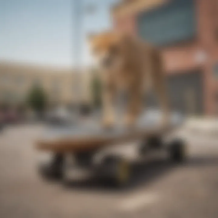 Cheetah Vans placed on a skateboard in an urban environment