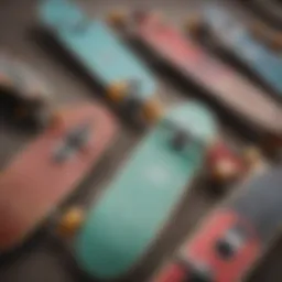 Different types of skateboards displayed.