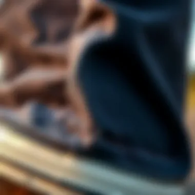 Close-up of the fabric texture and stitching details of Converse shorts.