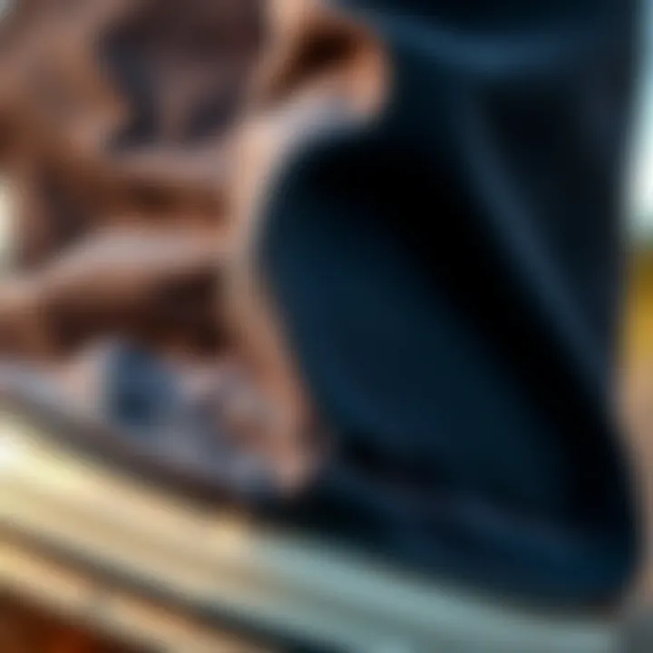 Close-up of the fabric texture and stitching details of Converse shorts.