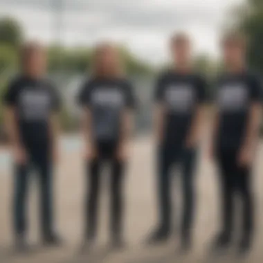 Teenagers Embracing Skate Culture A group of teenagers showcasing their cool t-shirts in a skatepark