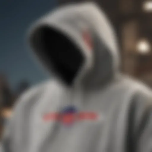 A close-up of the DC skate hoodie design showcasing its unique features