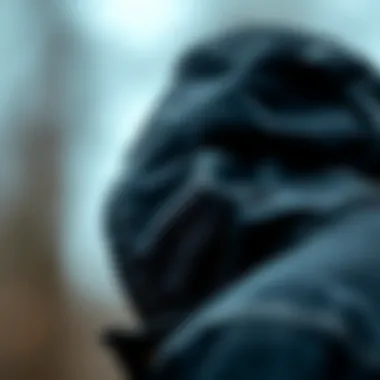 Detailing of Denim Fabric and Hood Close-up of the denim fabric and hood details