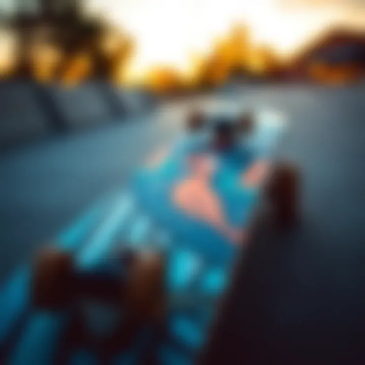 Custom Griptape in Action A skateboard showcasing a unique, custom-designed griptape in action.