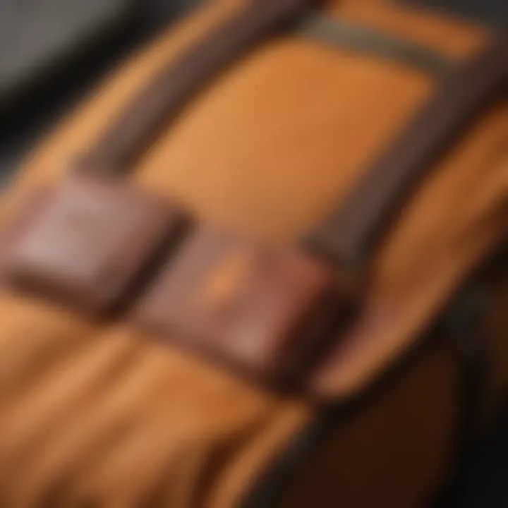 Detail of the Carhartt hip pack's unique stitching and materials