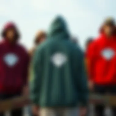 Diamond Hoodies in Skate Culture Group of skateboarders wearing various Diamond Brand hoodies