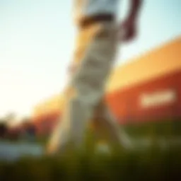 Stylish representation of cream Dickies carpenter pants