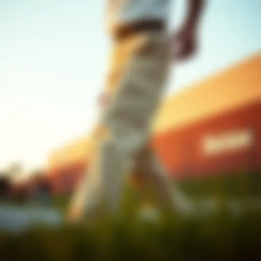 Stylish representation of cream Dickies carpenter pants