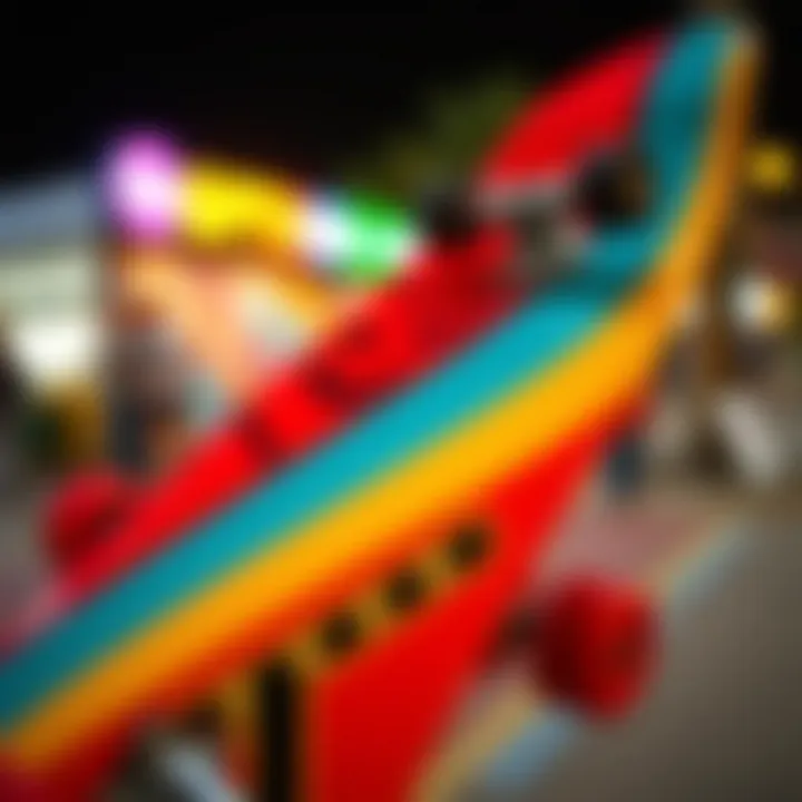 Classic Skateboard Design from the 80s A classic skateboard design from the 80s featuring bold graphics and a vibrant color palette.