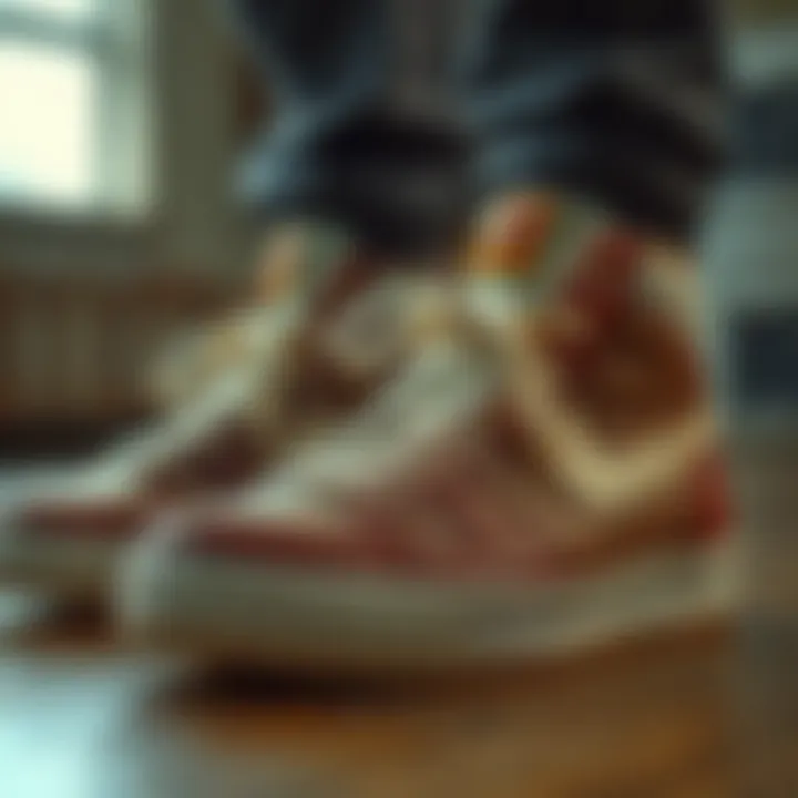 Vintage Skateboarding Shoes A close-up of vintage skateboarding shoes that defined the old skool high culture.