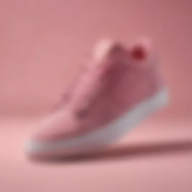 Close-up of pink suede Nike shoe showcasing texture