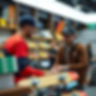 A customer engaging with a staff member while discussing Afterpay options