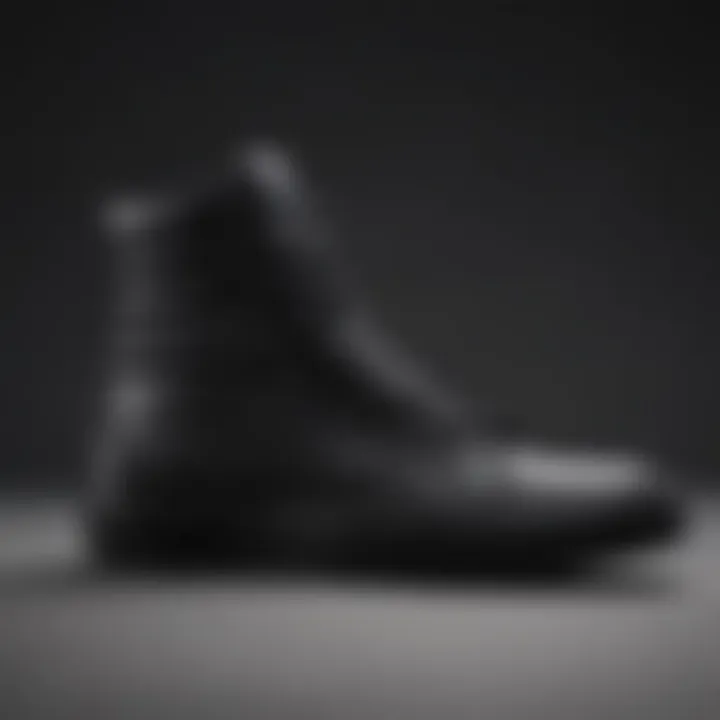 Close-up of the material and texture of Vans' all-black boots