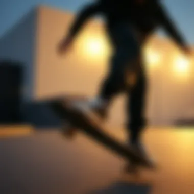 Skater performing tricks while wearing sweatpants