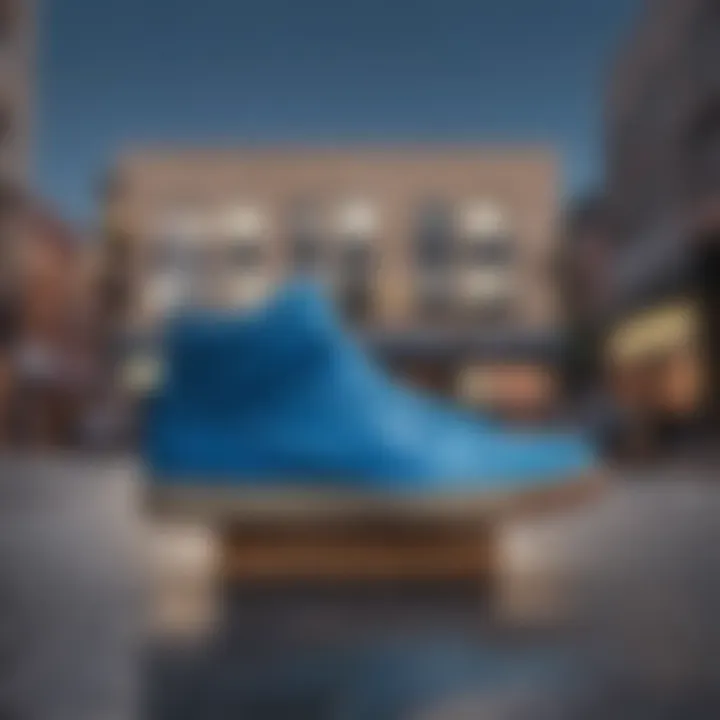 Artistic representation of skateboarding culture with Blue Nike SBs featured