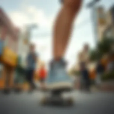 Influence of Skate Culture on Footwear A vibrant street scene highlighting the influence of skate culture on footwear choices.