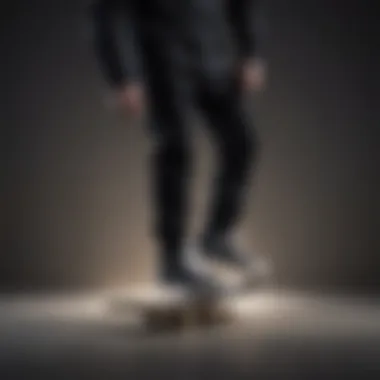 Skateboarder performing a trick wearing all black Converse