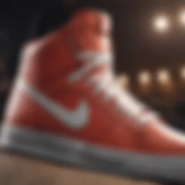 Close-up view of affordable Nike high tops showcasing design details