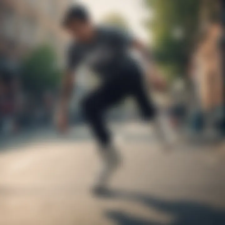 Skater performing tricks while wearing Nike high tops