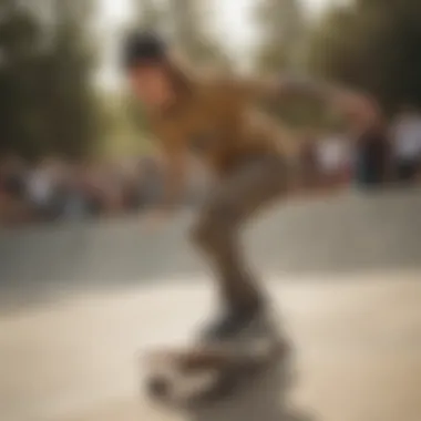 Skaters performing tricks while wearing Cheetah Vans at a skate park.