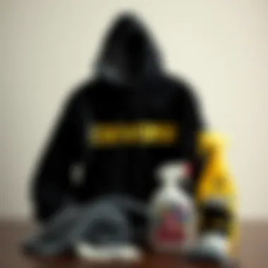 Converse Hoodie Care and Maintenance Tips Care tips for maintaining Converse hoodies showcased with cleaning products