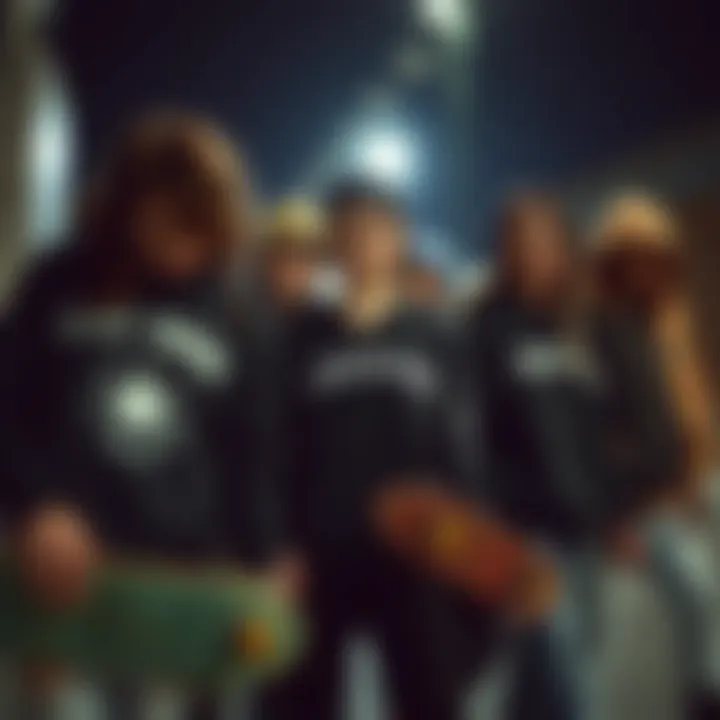 Diversity in Skateboarding Fashion Diverse group of skateboarders showcasing individuality in Converse hoodies