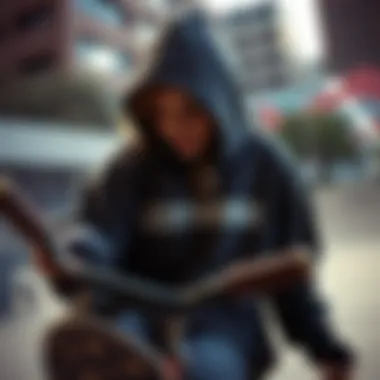 Converse Hoodie in Action Converse hoodie in an urban skate park setting