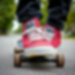 DVS skate shoes on a skateboard