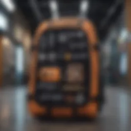 High-quality electric skateboard backpack showcasing various compartments