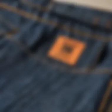 A close-up of Enjoi jeans showcasing the unique stitching and fabric texture