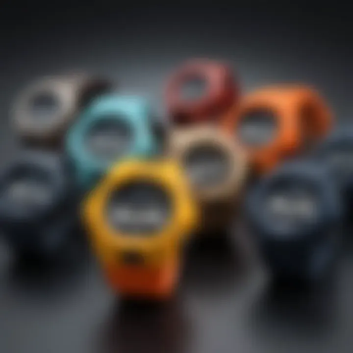 An array of G-Shock models highlighting the diversity in styles and features.