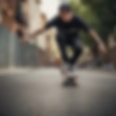 Skater performing tricks with heart rims on skateboard