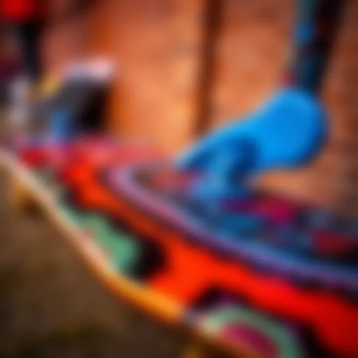 Artistic Longboard Patterns An artistic longboard showcasing vibrant colors and patterns