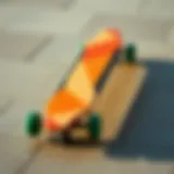 A sleek longboard featuring a unique geometric design