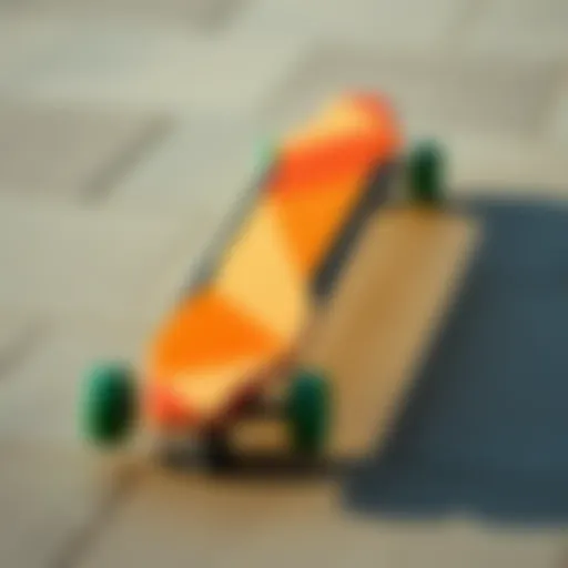 Geometric Longboard Design A sleek longboard featuring a unique geometric design