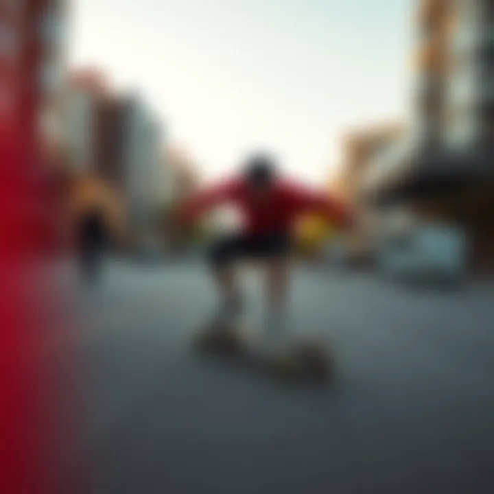 Urban Longboarding Experience A longboard rider navigating through an urban landscape