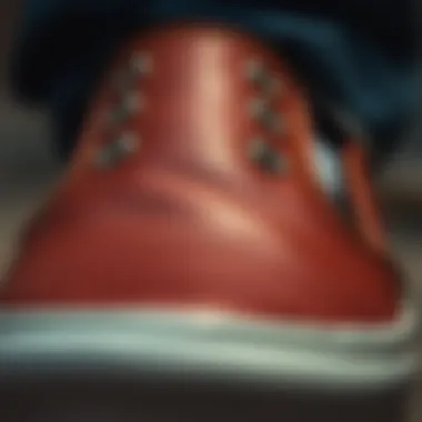 Rich Leather Texture of Vans Slip-Ons Close-up of leather texture on Vans slip-on shoes