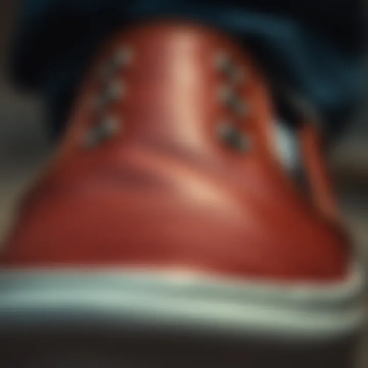 Rich Leather Texture of Vans Slip-Ons Close-up of leather texture on Vans slip-on shoes