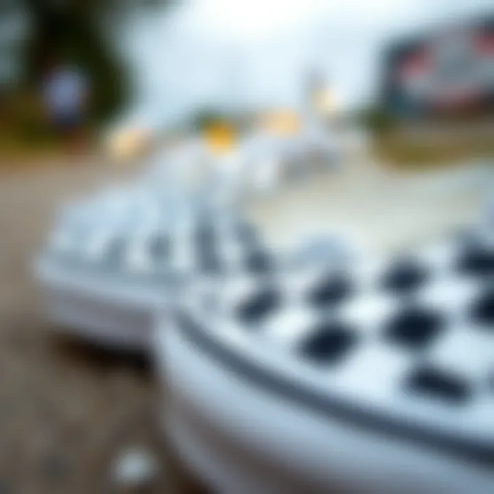 Distinctive Design Features of Off-White Vans Close-up of Off-White Vans showcasing unique design elements